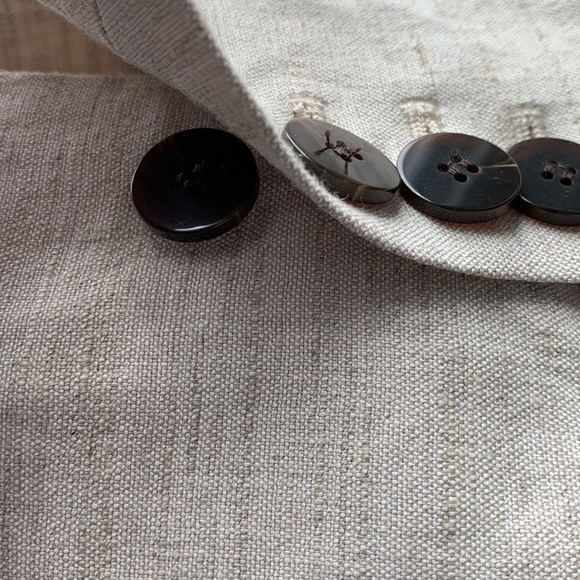 🔥THEORY Boy Double-Breasted Stretch Linen-Blend Blazer Size 6 in Oat Melange 🔥 - Picture 16 of 16